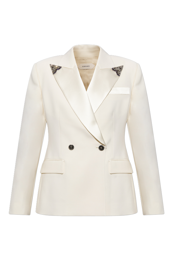 Wool Blazer with Shimmering Embellishments od Versace