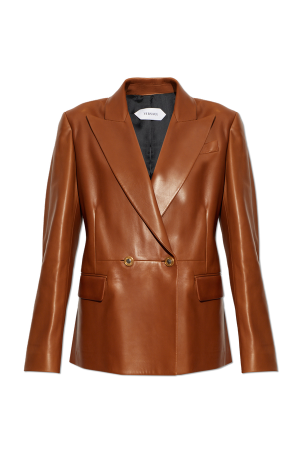 Leather coat with single vent od Versace