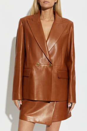 Versace Leather coat with single vent