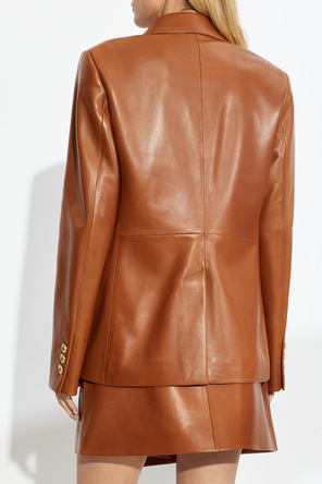 Versace Leather coat with single vent