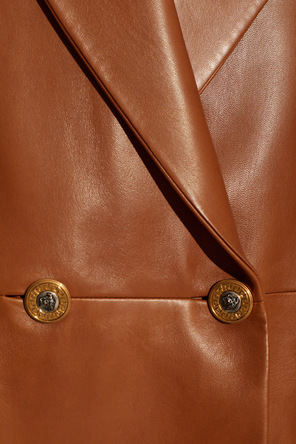 Versace Leather coat with single vent