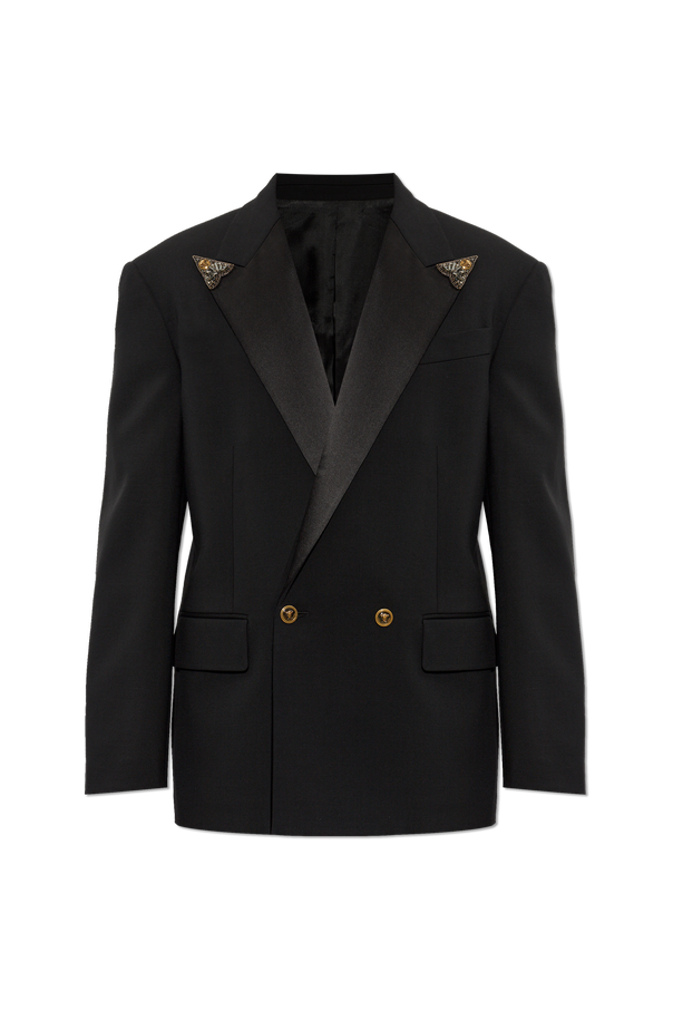 Wool blazer with sewn-in appliqués od Versace
