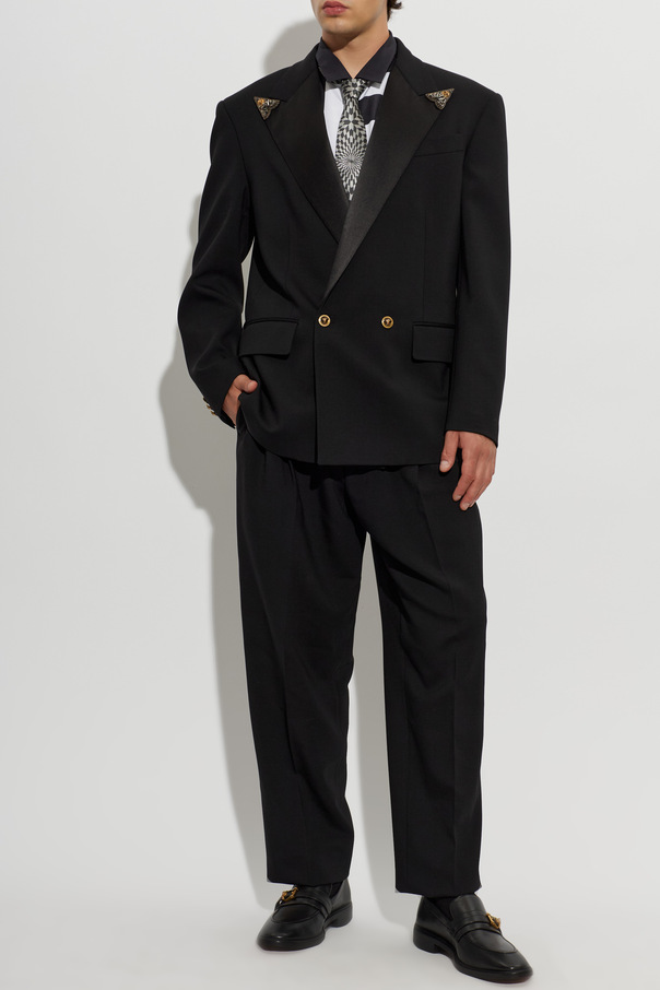 Versace Wool blazer with sewn-on appliqués