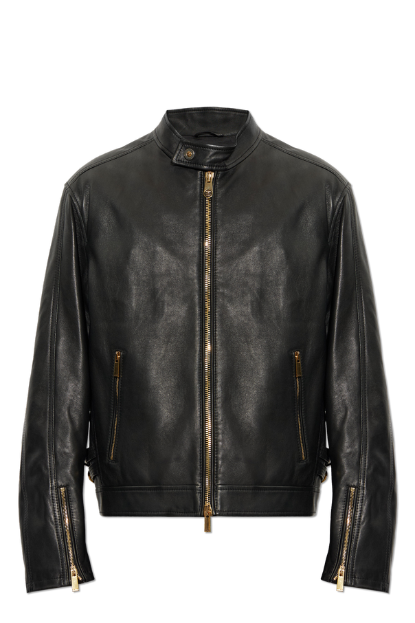 Leather jacket with stand-up collar od Versace