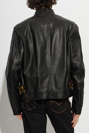 Versace Leather jacket with stand-up collar