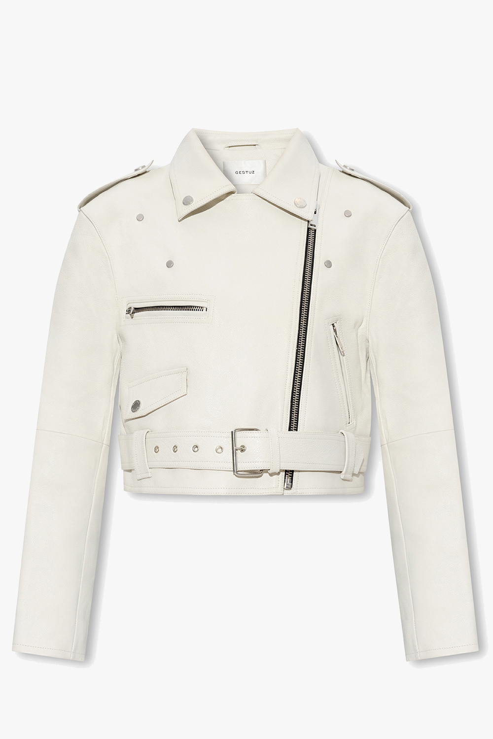 Gestuz ‘AvalonGZ’ cropped leather rits jacket