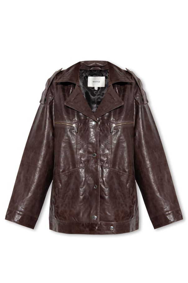 Gestuz GemmaGZ leather jacket - Grey