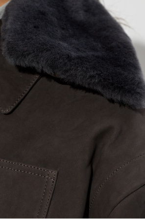 Victoria Beckham Suede jacket with fur collar