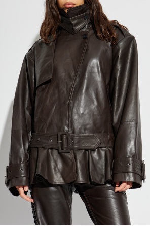 ROTATE Leather jacket with belt