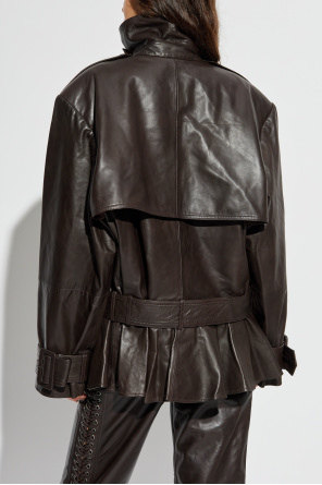 ROTATE Leather jacket with belt