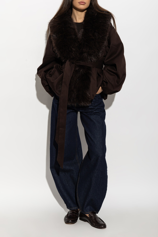 ROTATE Heated jacket with faux fur