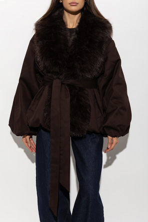 ROTATE Heated jacket with faux fur