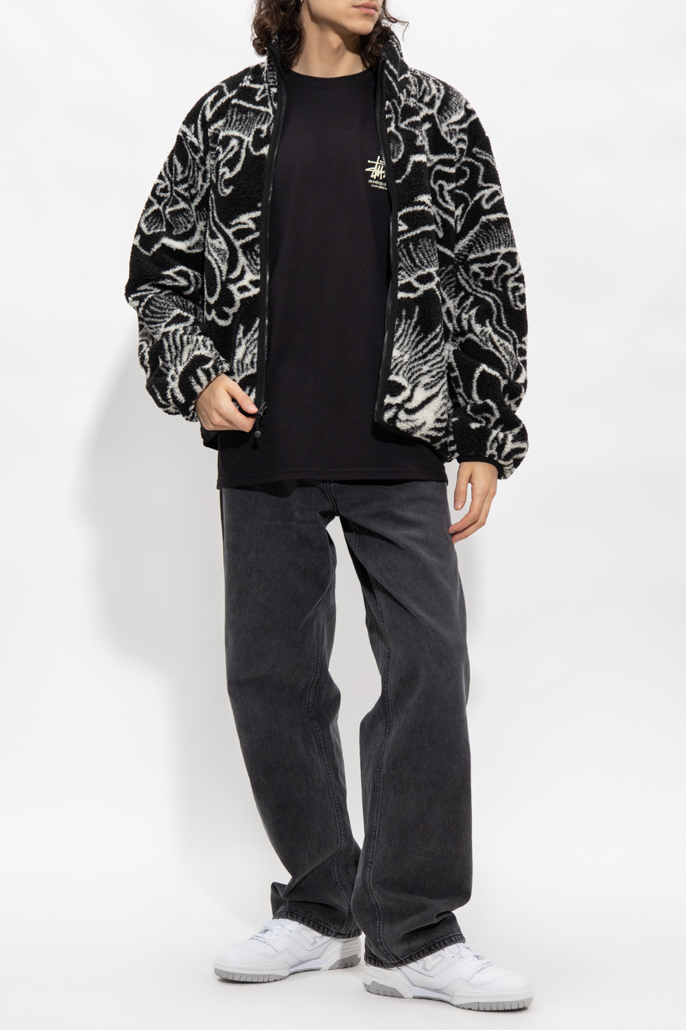 Stussy Jacquard Flower Knit Crewneck Sweater - Black