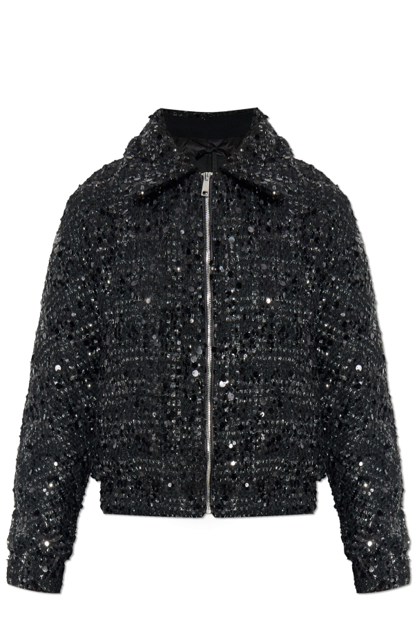 Puffer jacket with sequin trim od add