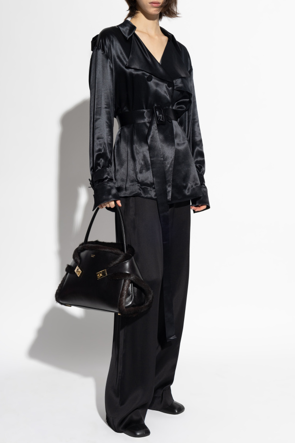 FERRAGAMO Kurzer, satinierter Mantel