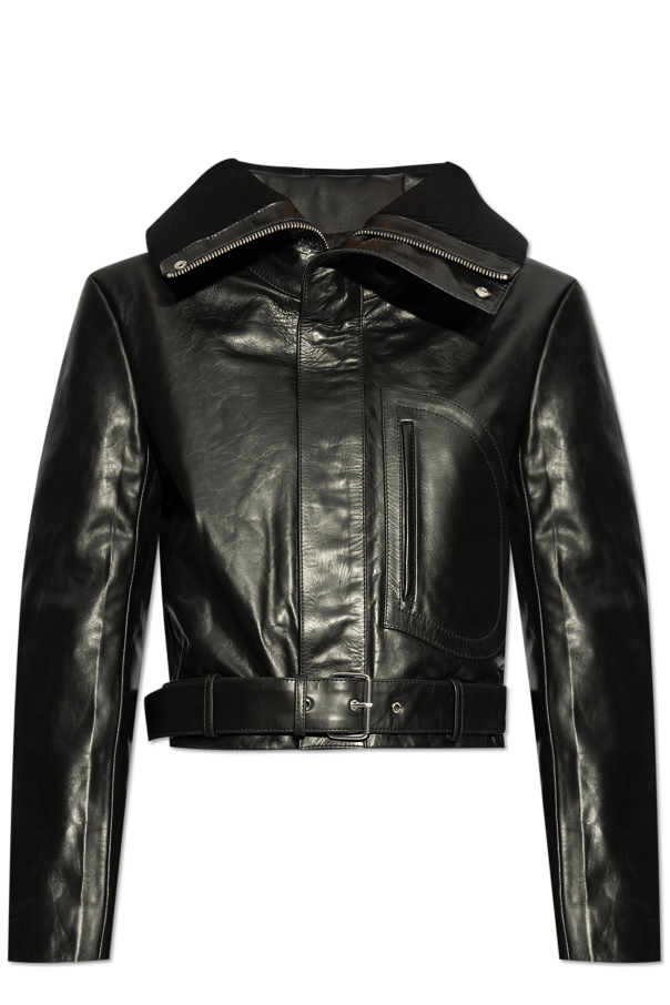 Victoria Beckham Leather jacket with wide collar