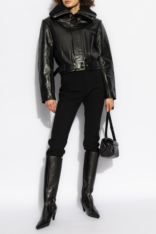 Victoria Beckham Leather jacket with wide collar