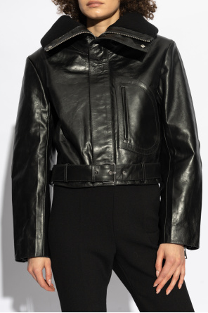 Victoria Beckham Leather jacket with wide collar