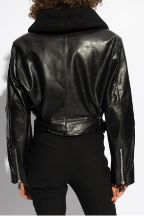 Victoria Beckham Leather jacket with wide collar