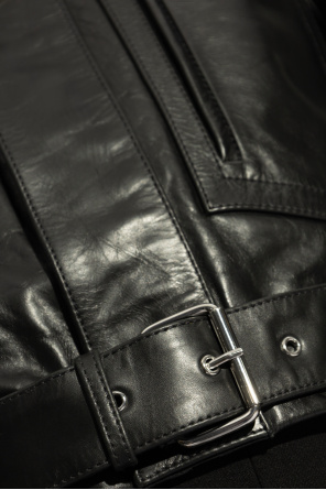 Victoria Beckham Leather jacket with wide collar