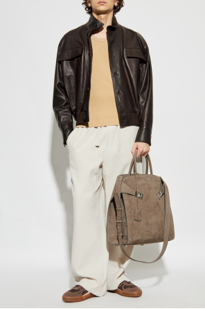 Leather jacket with stand-up collar od FERRAGAMO