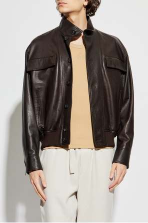FERRAGAMO Leather jacket with stand-up collar