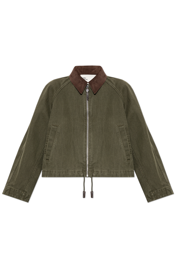 Denim jacket with a corduroy collar od Tory Burch