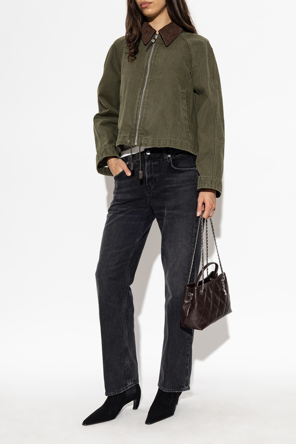 Tory Burch Casaco de ganga com gola de bombazina