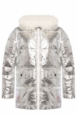 Symbol print zipped puffer jacket