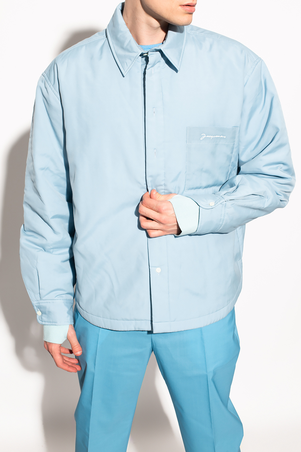 Jacquemus New Look Sweatshirt in Blau mit Stickerei und Reißverschluss am Kragen