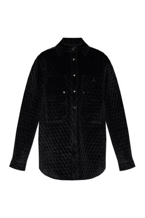 Velvet jacket with a logo-shaped appliqué