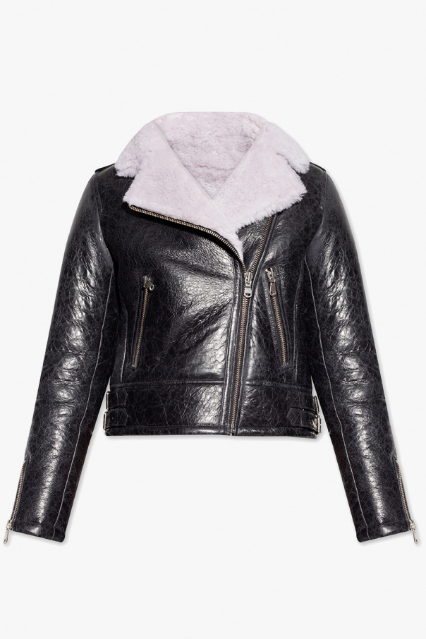 Yves Salomon Shearling jacket with cracked effect