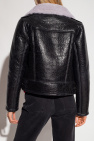 Yves Salomon BLACK Shearling jacket with cracked effect