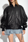 The Attico BLACK ‘Anja’ leather bomber jacket