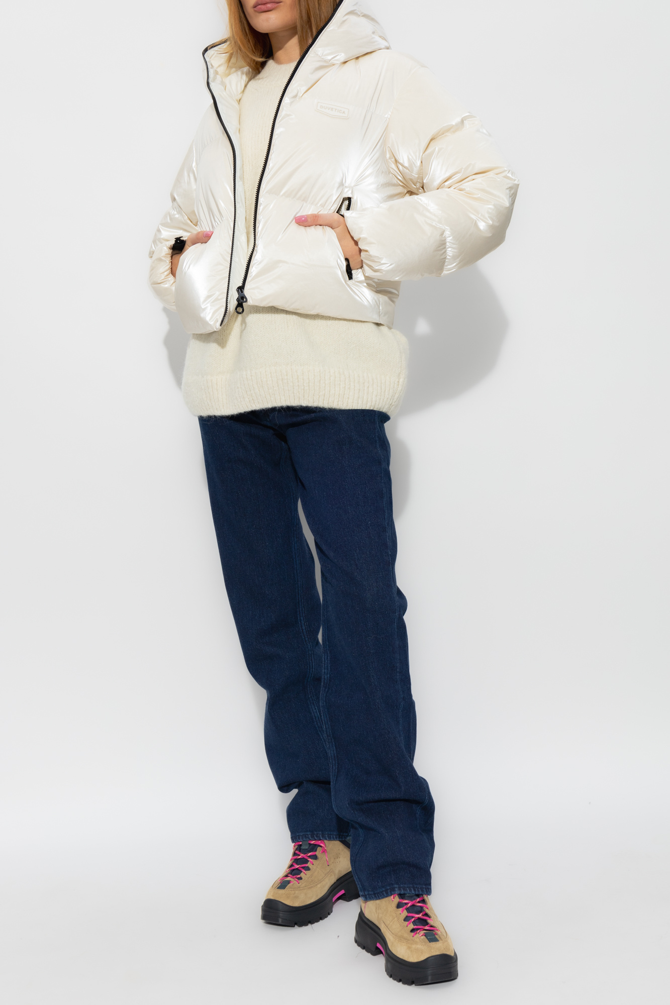 DKNY SPORT Women's Logo Puffer Jacket White Size XL MSRP $160