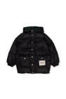 Mini Rodini BLACK Quilted jacket with logo