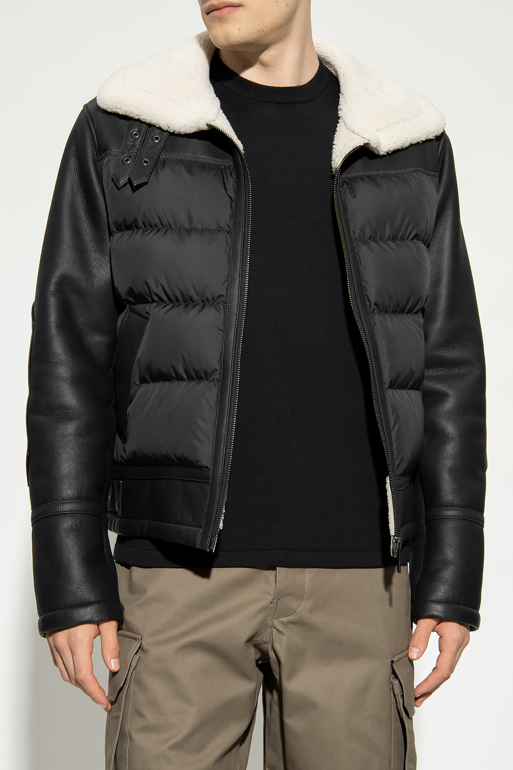 Black Leather aviator jacket Yves Salomon - Vitkac GB