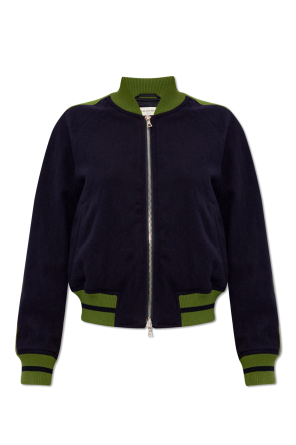 Wool bomber jacket od Emporio Armani Kids logo-patch short-sleeved polo shirt Verde