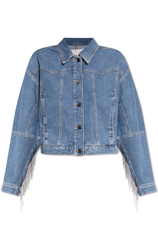 Munthe Denim jacket with crystal fringes