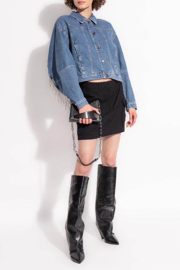 Munthe Denim jacket with crystal fringes