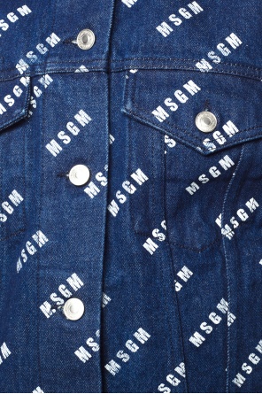 MSGM Logo-printed denim jacket
