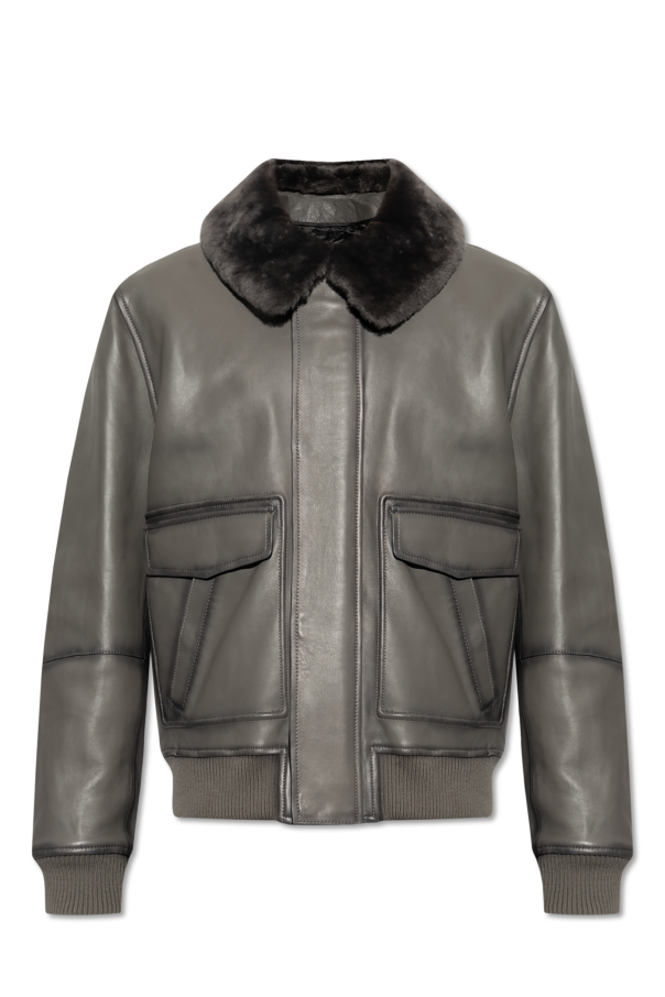 Yves Salomon Leather jacket with detachable fur collar