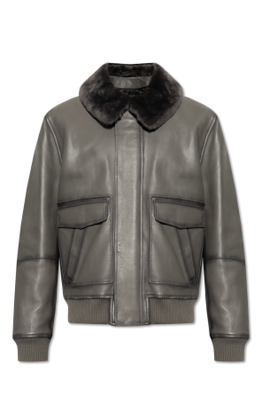 Leather jacket with detachable fur collar od Yves Salomon