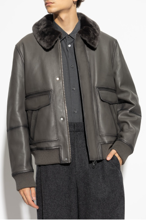 Yves Salomon Leather jacket with detachable fur collar