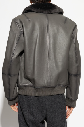 Yves Salomon Leather jacket with detachable fur collar