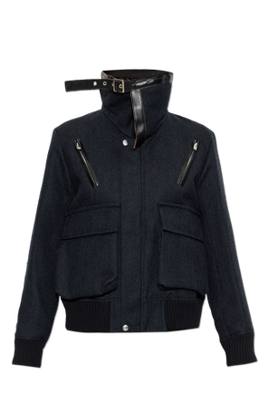Navy Hybrid-Texture Boxy Jacket