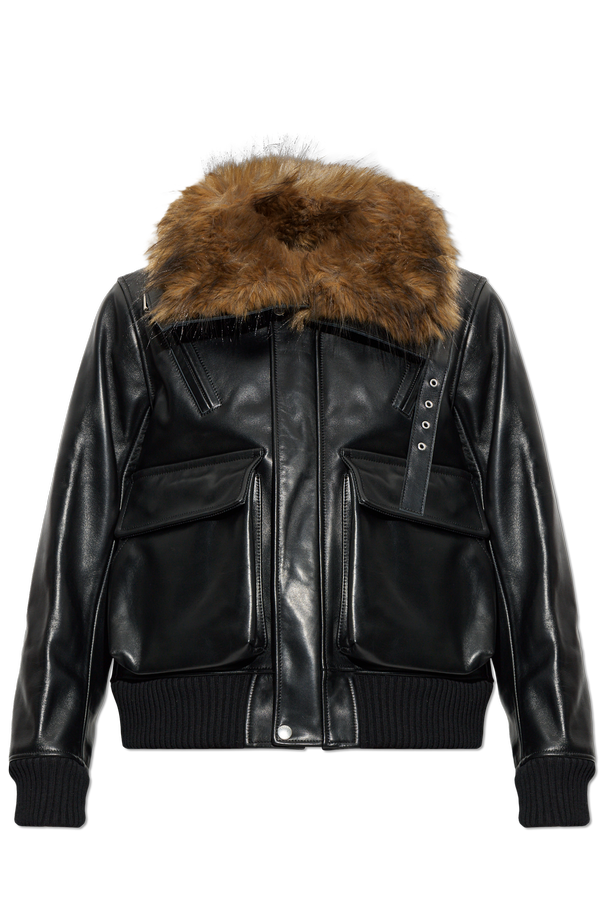 Leather jacket with faux fur od sacai