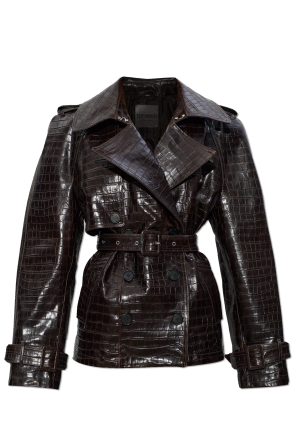 Leather jacket with belt