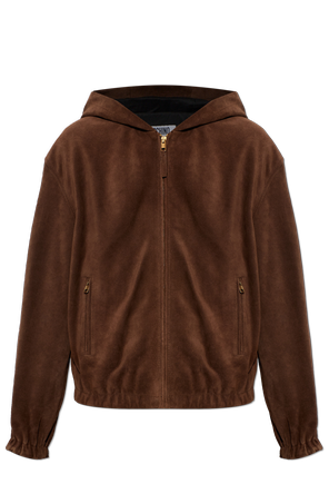 Suede hooded jacket