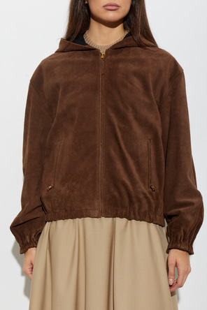 Moschino Suede hooded jacket